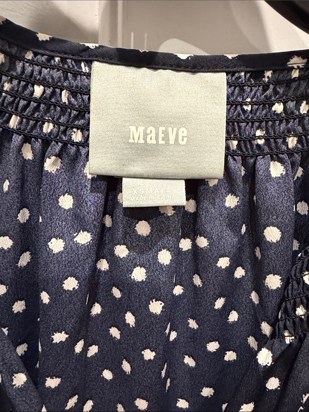 Anthropologie Maeve Navy & White Polka Dot Tie-Waist dress xs - Picture 3 of 8
